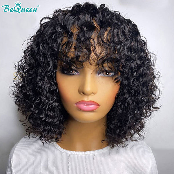 BEQUEEN Machine Made Curly Wave Short Cut Wig Pixie Cut 100% Human Hair BeQueenWig