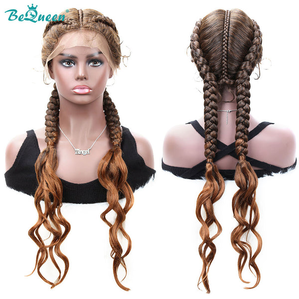 BEQUEEN Box Braids Lace Frontal Wig African Synthetic 4 Braid Wig BeQueenWig
