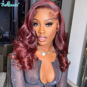 BEQUEEN 13x4 Lace Front Wig Body Wave 99J Bob Wig BeQueenWig