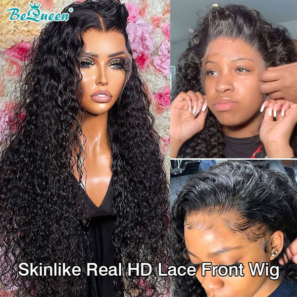 BEQUEEN Undetectable HD Curly Wave 13x4 Lace Frontal Wig 100% Human Hair Wig BeQueenWig