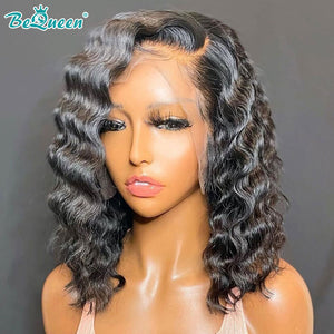 BEQUEEN 13x4 Lace Front Wig Natural Wave Bob Wig 100% Human Hair BeQueenWig