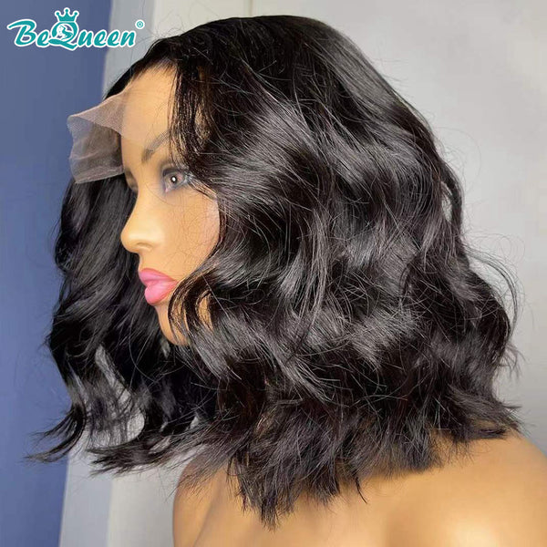 BEQUEEN 4x4 Natural Wave Short BOB Closure Wigs 100% Human Hair Wigs BeQueenWig