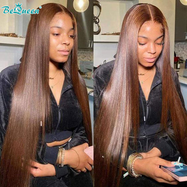 BEQUEEN #4 Straight 13X4 Lace Frontal Wig Human Hair Wig BeQueenWig