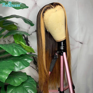 BEQUEEN 1BMIX30 Straight 5x5 Lace Closure Wig 100% Human Hair Wig BeQueenWig