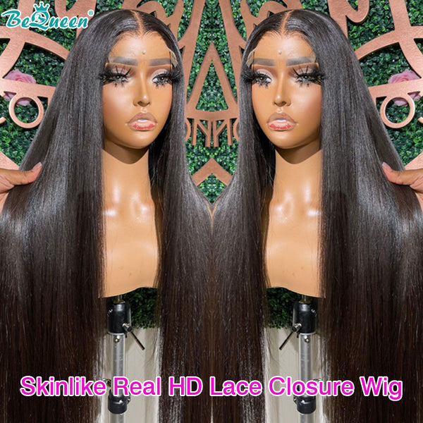 BEQUEEN Skinlike Real Straight 4x4 HD Lace Closure Wig BeQueenWig