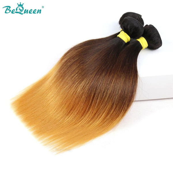 BeQueenWig Color Hair Bundles BEQUEEN 12A 3Pcs #1B/4/27 Straight Best Virgin Human Hair Bundles