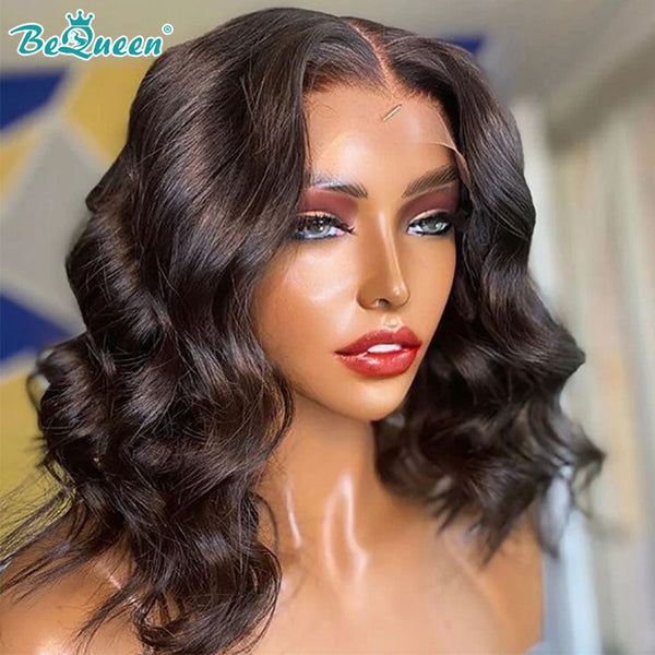 BeQueenWig Wigs BEQUEEN 4x4 Loose Wave Short BOB Closure Wigs 100% Human Hair Wigs
