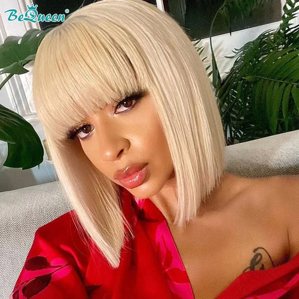 BeQueenWig 1B / 200% / 10 BEQUEEN 613 Straight Machine Made Wig With Bangs