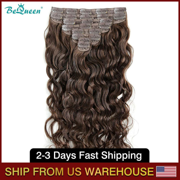 BEQUEEN 4# Body Wave Clip Ins Hair Extensions 120g/Set BeQueenWig