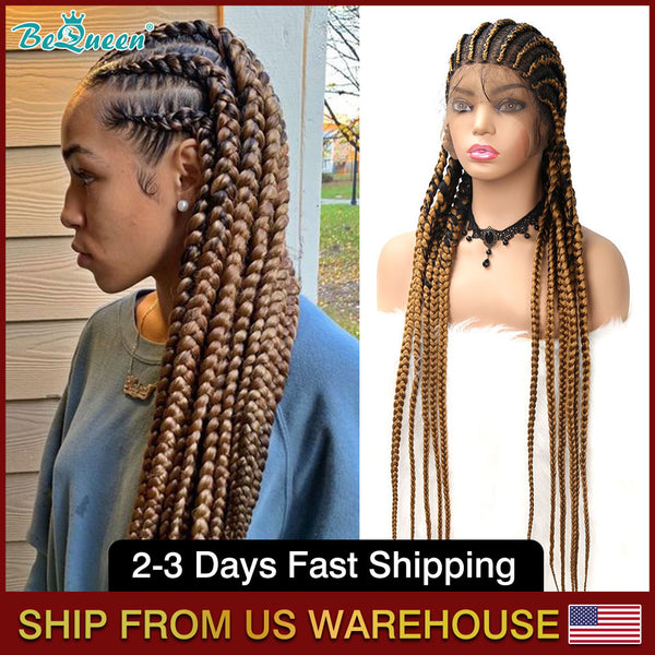 BEQUEEN Synthetic Wig 26 Inches Full Lace Box Braided Wig BeQueenWig