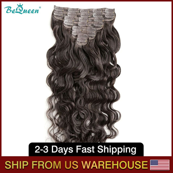 BEQUEEN 2# Body Wave Clip Ins Hair Extensions 120g/Set BeQueenWig