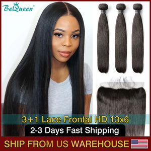 BEQUEEN Straight Weave 3 Bundles With HD 13X6 Lace Frontal BeQueenWig