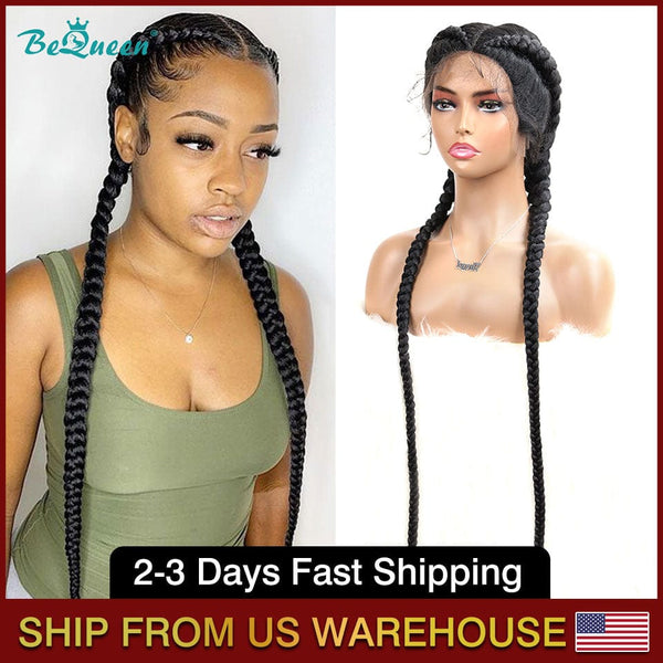 BEQUEEN 36 Inches Long Lace Front Synthetic Braided Wigs BeQueenWig