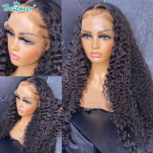 BEQUEEN Curly Wave 13X6 Lace Frontal Wig 100% Human Hair Wig BeQueenWig