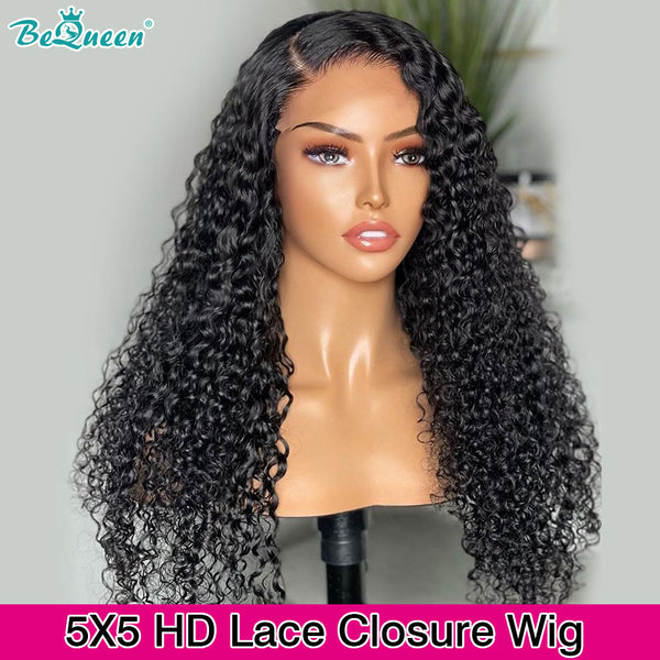 BEQUEEN Undetectable HD Lace Pre-Plucked Curly Wave 5x5 Lace Closure With Natural Hairline BeQueenWig