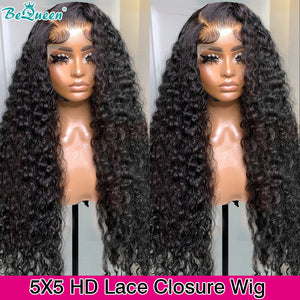 BEQUEEN Undetectable HD Lace Pre-Plucked Deep Wave 5x5 Lace Closure With Natural Hairline BeQueenWig
