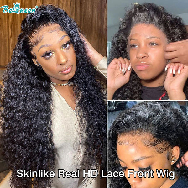 BEQUEEN Undetectable HD Deep Wave 13x4 Lace Frontal Wig 100% Human Hair Wig BeQueenWig