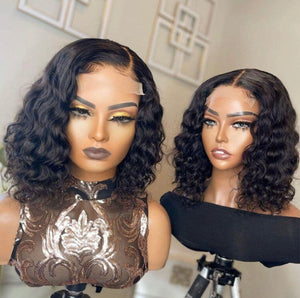 BEQUEEN 4x4 Lace Front Wig Natural Wave Bob Wig 100% Human Hair BeQueenWig