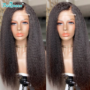 BEQUEEN 4x4 Lace Closure Wig Kinky Straight 100% Human Hair Wigs BeQueenWig