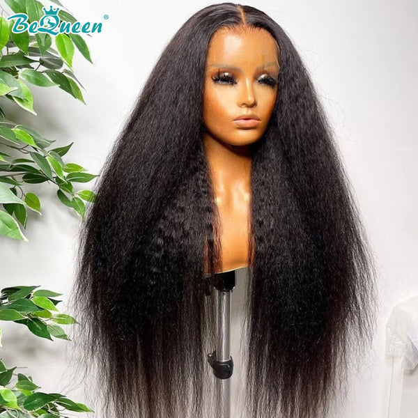 BEQUEEN Kinky Straight 13X4 Lace Frontal Wig Human Hair Wig BeQueenWig