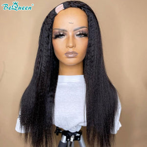 BeQueen Kinky Straight U-Part Human Hair Wig No Leave Out Glueless BeQueenWig