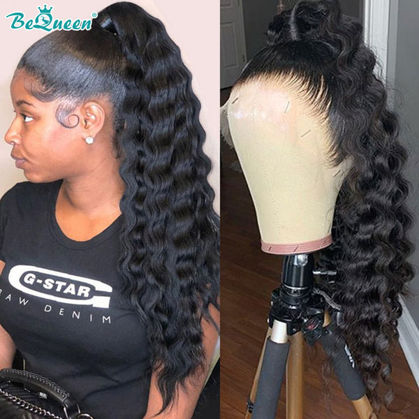 BEQUEEN 100% Human Hair Pre-Plucked Natural Wave 360 Lace Frontal Wig BeQueenWig