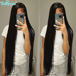 BEQUEEN 12A Long Straight length 34-40 Frontal Lace Human Hair Wig BeQueenWig