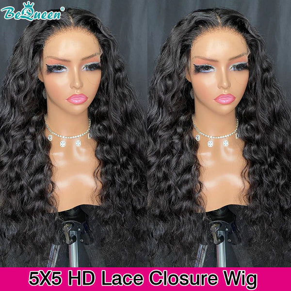 BEQUEEN Undetectable HD Lace Pre-Plucked Water Wave 5x5 Lace Closure With Natural Hairline BeQueenWig