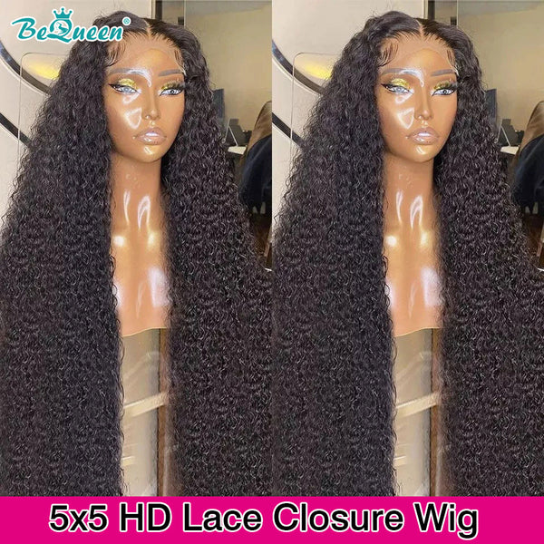 BEQUEEN Undetectable HD Lace Pre-Plucked Curly Wave 5x5 Lace Closure With Natural Hairline BeQueenWig